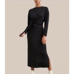 Modern Citizen Fei Cotton Tie Front Capsule Midi Dress Black NWOT Size XL